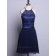 2016 UK Navy Chiffon Short  Bridesmaid Dresses with Lace Top