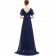 Budget Discount Navy Long Chiffon Bridesmaid Dress