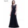 Cheap Amazing Navy Lace Floor-length Chiffon Bridesmaid Dress