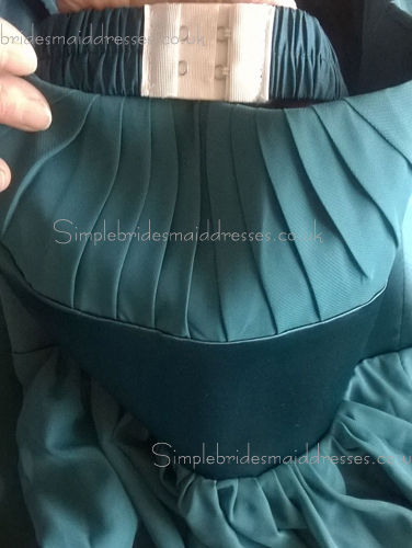 A-line Empire jade Strapless/Bateau Draped/Sash Sleeveless Zipper Hunter Floor-length Chiffon Bridesmaid Dress