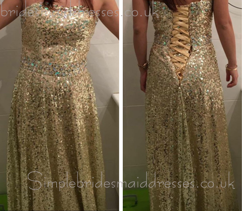 Luxury Golden Sweetheart  Long Sequins Formal Elegant Bridesmaid dress / Evening Dress