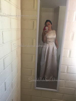 Bateau Sleeveless Satin Zipper A-line Bridesmaid Dress