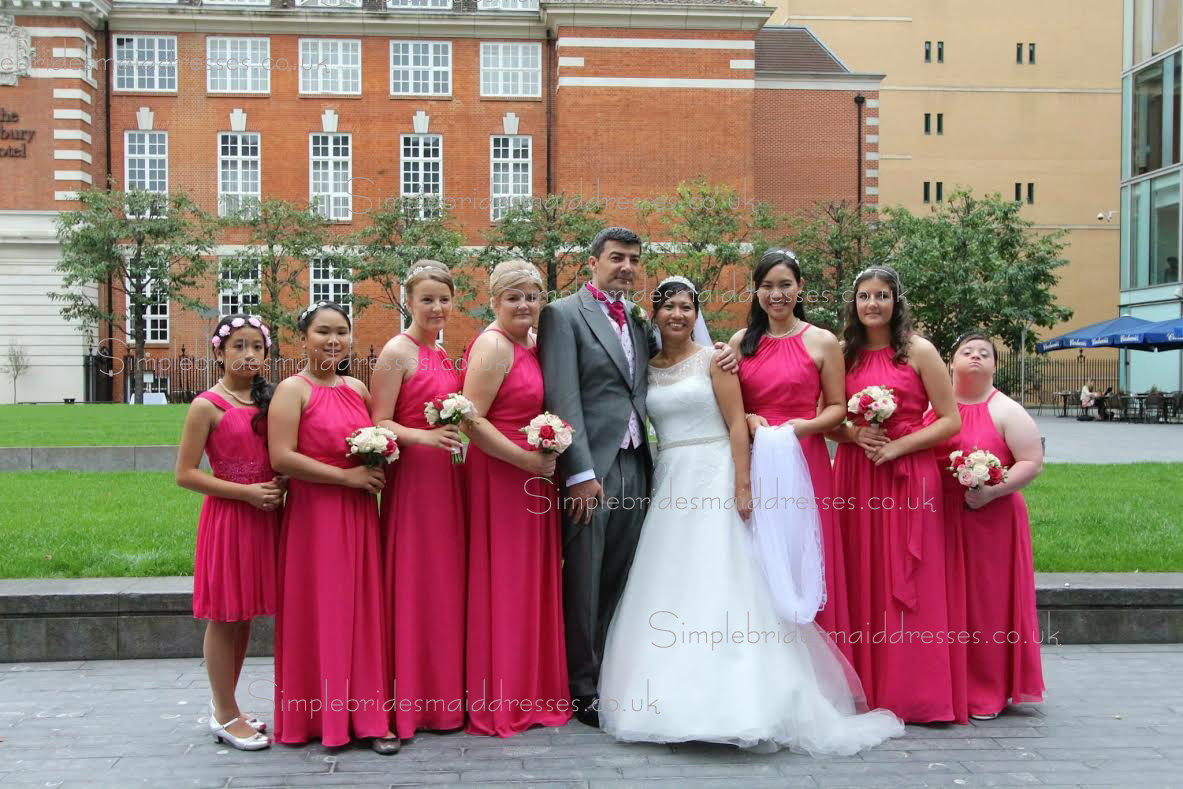 Zipper Draped/Ruffles Sleeveless Fuchsia Floor-length Bridesmaid Dress